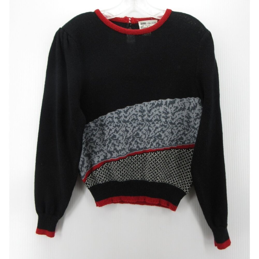 VINTAGE Anne Crimmins Sweater Medium Birdseye Colorblock Pullover
